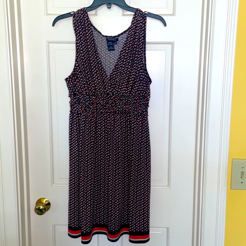 Max Edition Sleeveless Black with Red White & Taupe Dots Princess Waist Dress